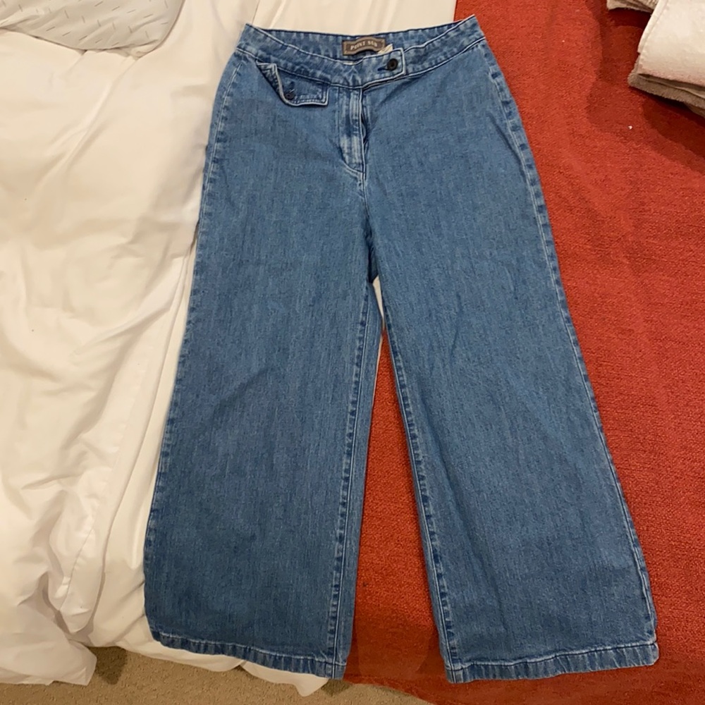 J Crew cropped denim wide leg pants jeans